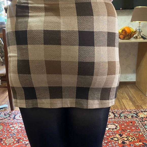 Plaid Mini Skirt - Brown and Tan - Picture 7 of 7